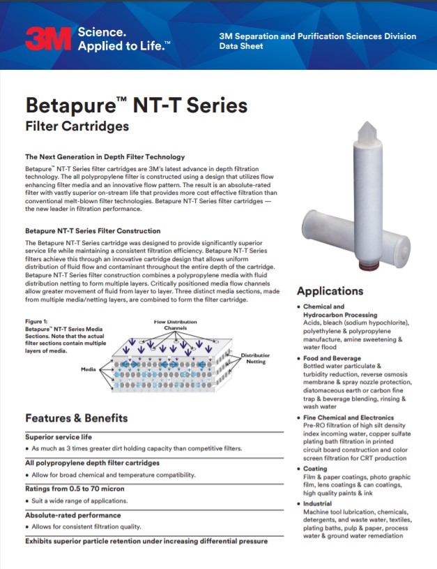 3M Betapure NT-T Series Filter Cartridges